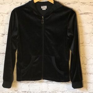 NWOT GW SPORT BLACK VELOUR HOODED SWEATSHIRT